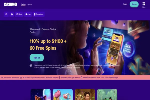 Casumo casino homepage screenshot